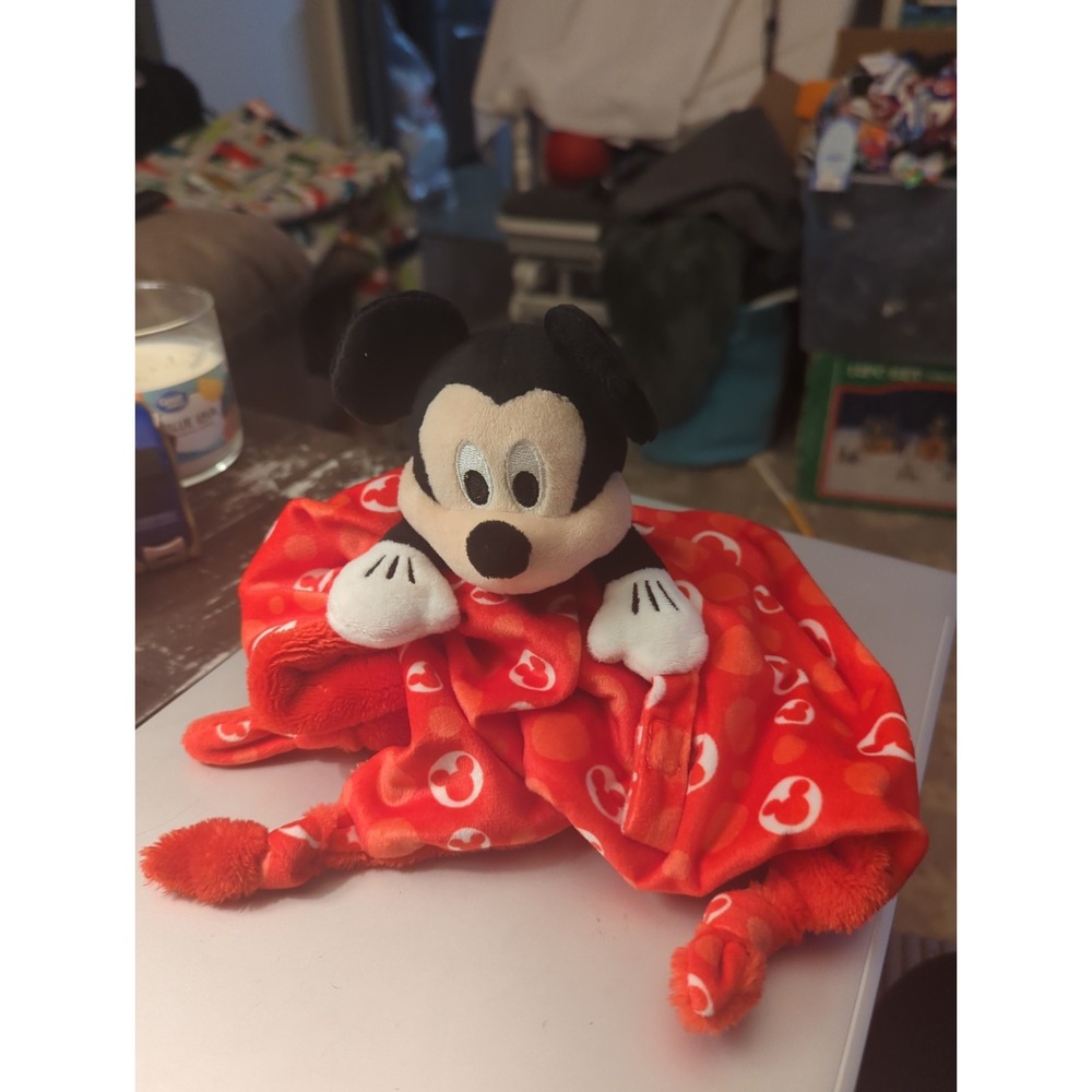 Disney Baby Plush MICKEY MOUSE Red Security Blanket Pacifier Holder LOVEY
